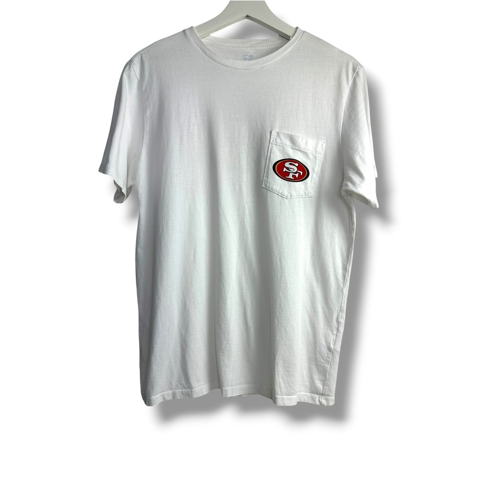 Vineyard Vines San Francisco 49ers T-Shirt Mens Small White Pocket Whale Graphic